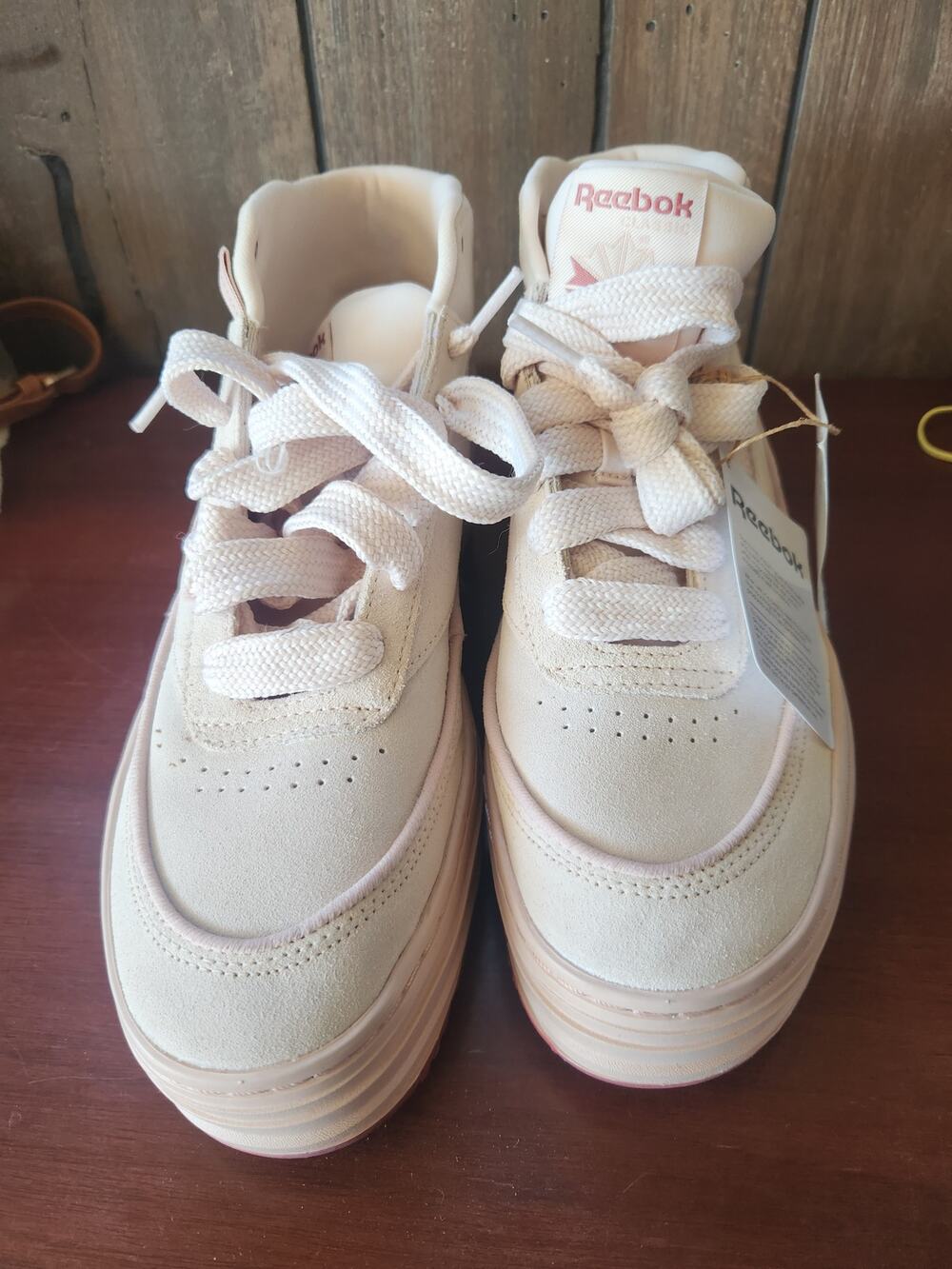 Reebok Club C Geo Mid Womens Sand Beige Suede Platform Sneakers 100074480 9.5